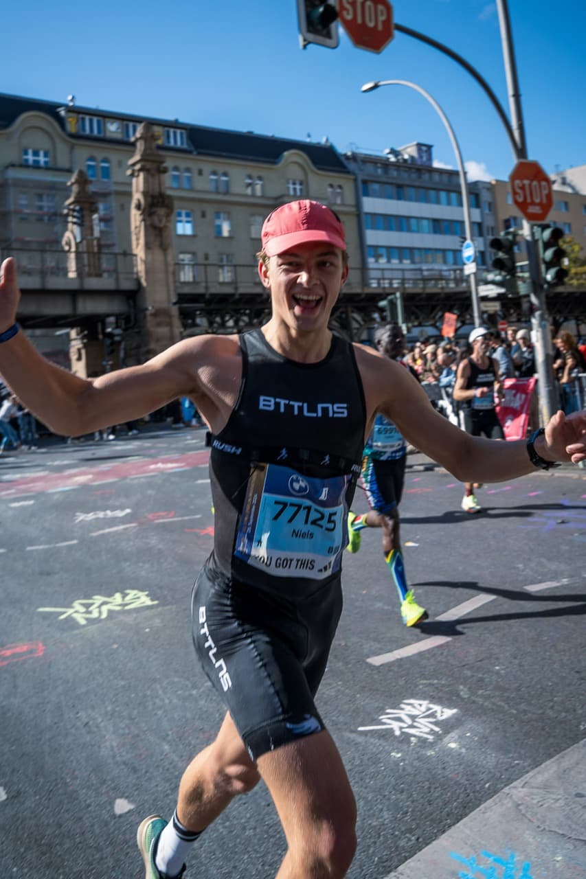 Runner on the course at a big city marathon